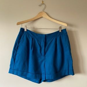 Frank & Oak Blue Tencel-Linen High Waisted Short